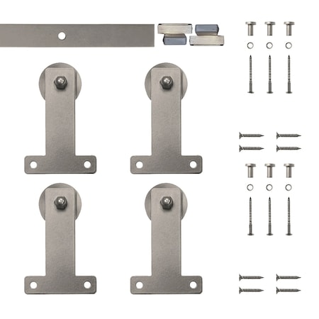 Quiet Glide Soft Close 48" Satin Nickel Front Mini Double Barn Door Hardware NT.1310.04.SN-48-2-SC